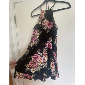 Black Floral High Neck Romper - Size XL